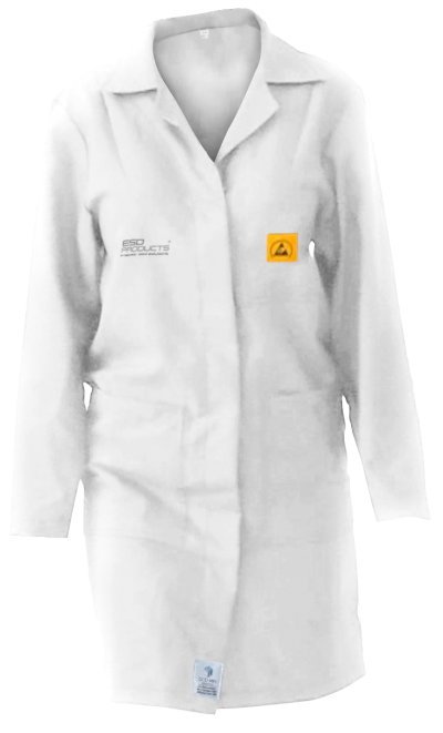 ESD Lab Coat 2/3 Length ESD Smock White Female L Antistatic Clothing ESD Garment